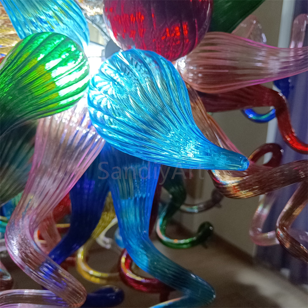 Hand made colorful blown glass dining room chandelier chihuly style