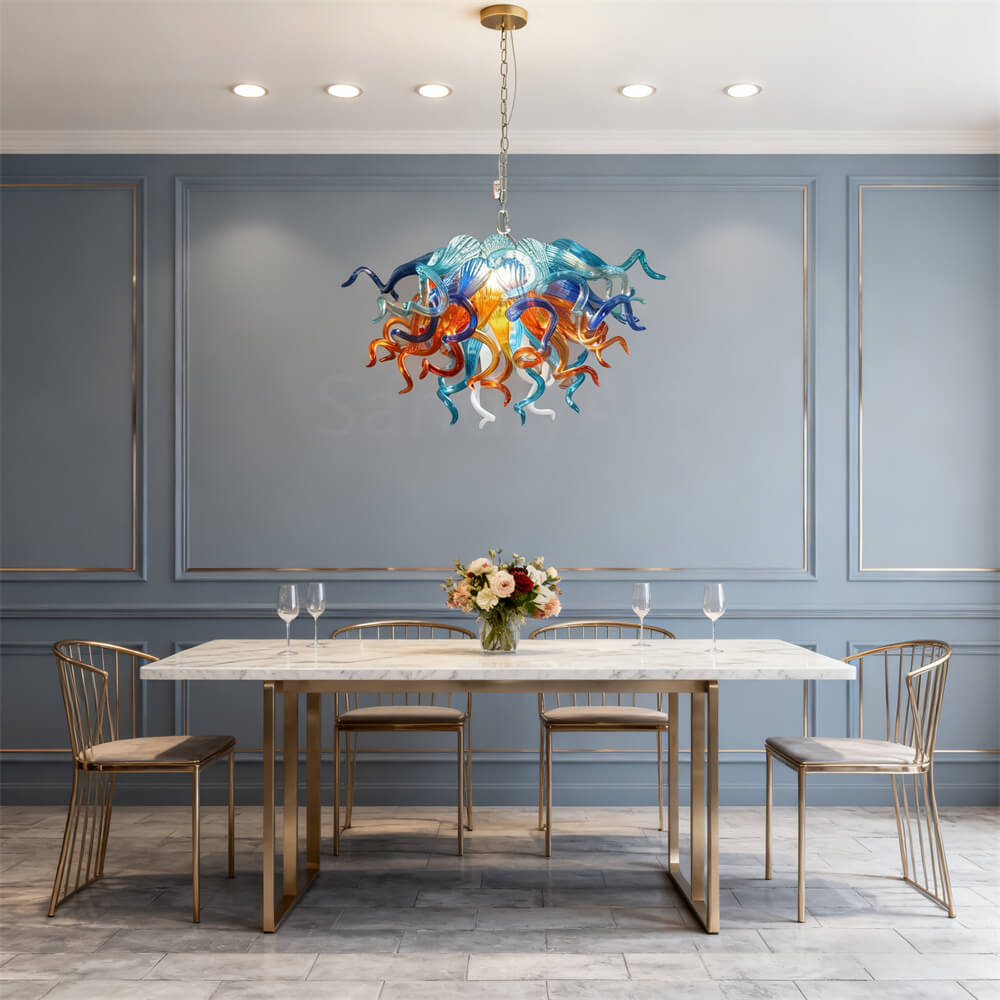 hand blown glass chandelier