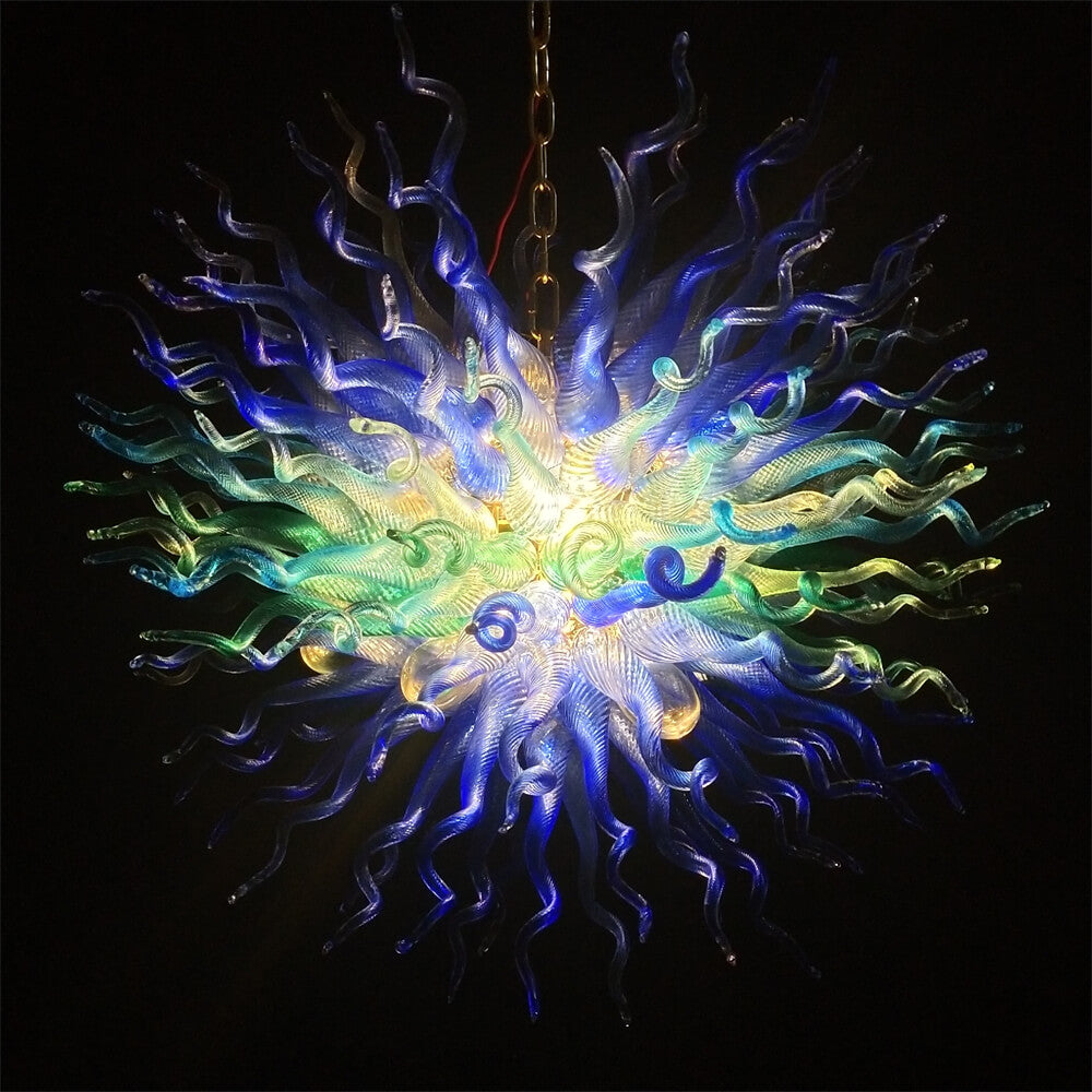 Blue color hand made DIY modern design glass chandelier