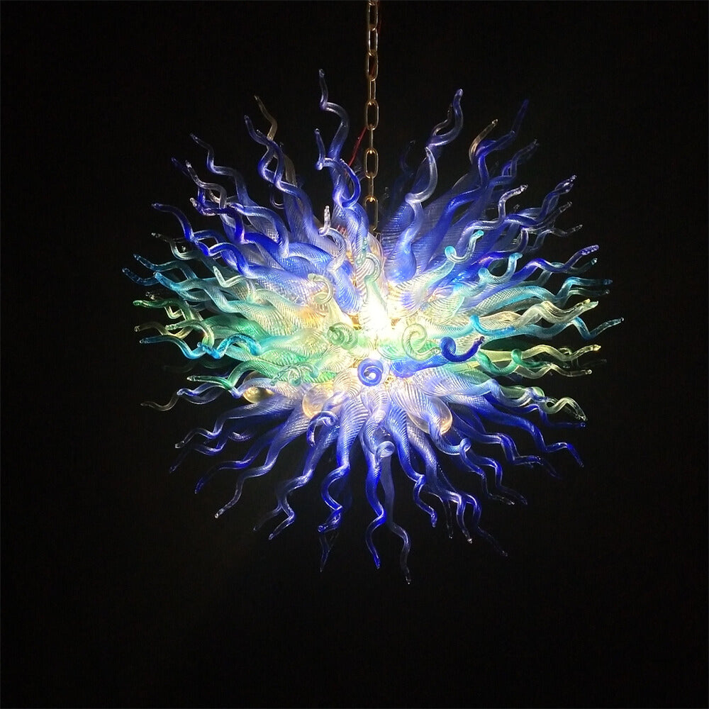 Blue color hand made DIY modern design glass chandelier
