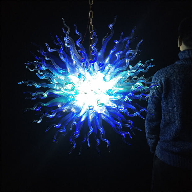 Blue color hand made DIY modern design glass chandelier