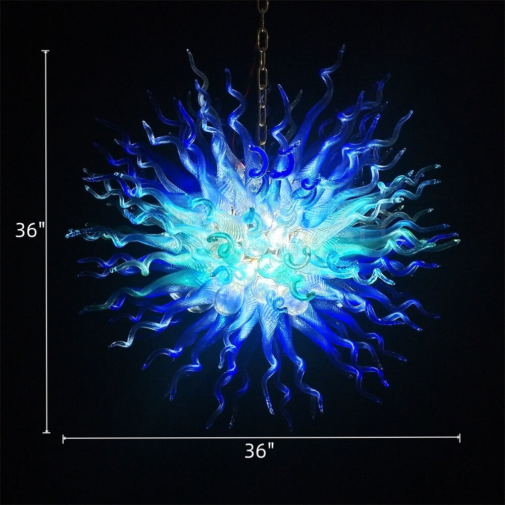 Blue color hand made DIY modern design glass chandelier