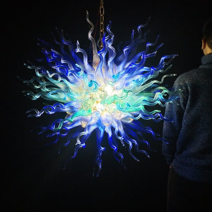 Blue color hand made DIY modern design glass chandelier