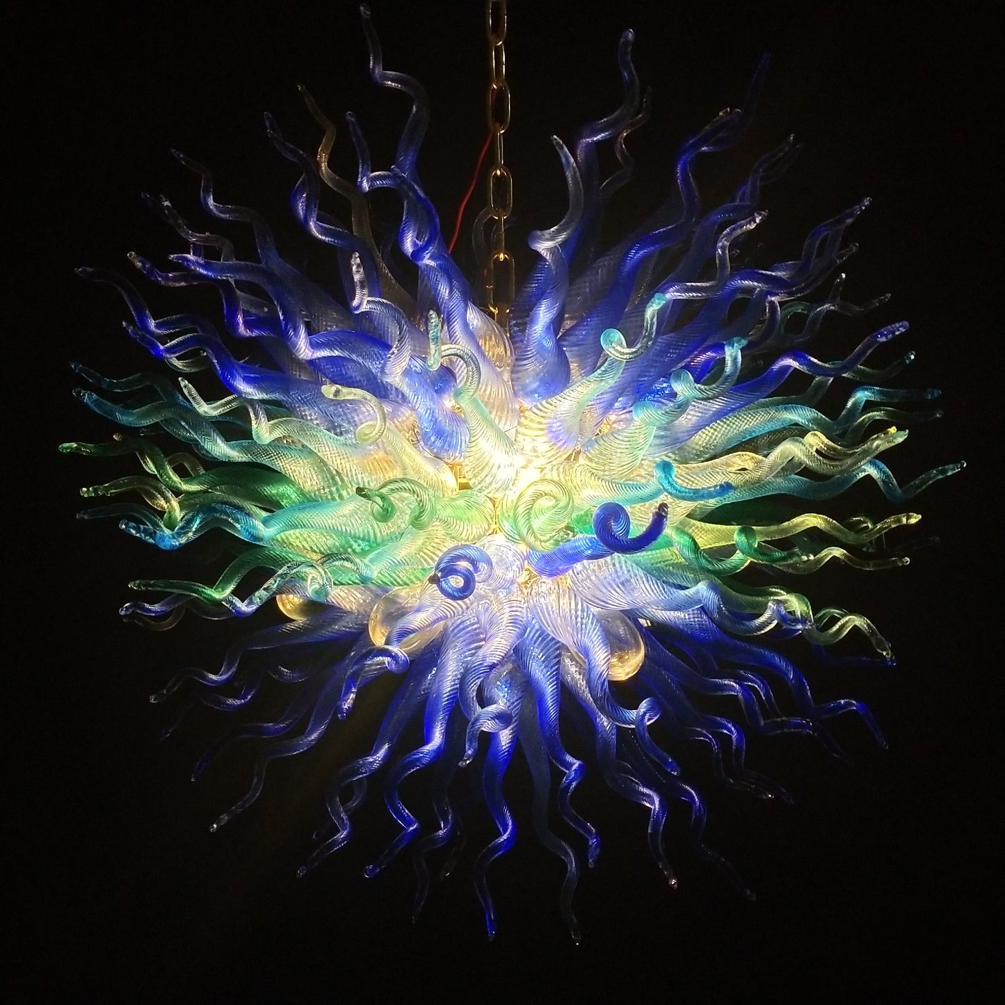 Blue color hand made DIY modern design glass chandelier