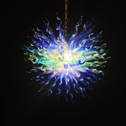 Blue color hand made DIY modern design glass chandelier