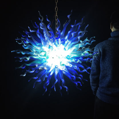 Blue color hand made DIY modern design glass chandelier
