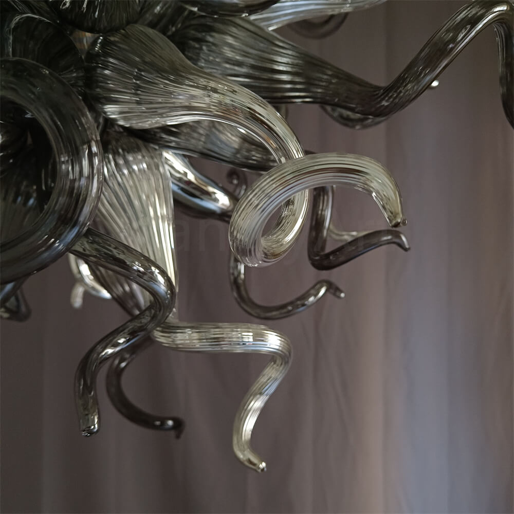 Hand made custom grey glass chandelier Retro metal style