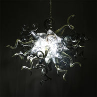 Hand made custom grey glass chandelier Retro metal style