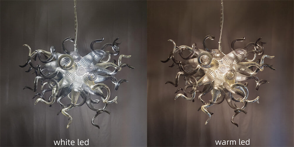 Hand made custom grey glass chandelier Retro metal style