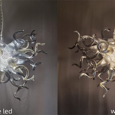 Hand made custom grey glass chandelier Retro metal style