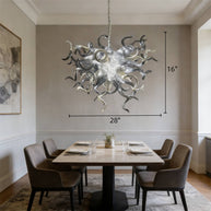 Hand made custom grey glass chandelier Retro metal style