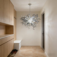 Hand made custom grey glass chandelier Retro metal style