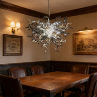 Hand made custom grey glass chandelier Retro metal style