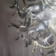 Hand made custom grey glass chandelier Retro metal style