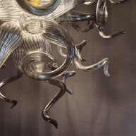 Hand made custom grey glass chandelier Retro metal style