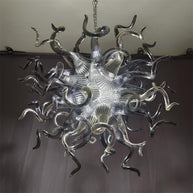 Hand made custom grey glass chandelier Retro metal style