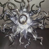 Hand made custom grey glass chandelier Retro metal style
