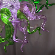 Green and pink color blown glass chandelier custom design chihuly style lighting