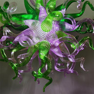 Green and pink color blown glass chandelier custom design chihuly style lighting