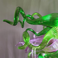 Green and pink color blown glass chandelier custom design chihuly style lighting