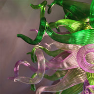 Green and pink color blown glass chandelier custom design chihuly style lighting