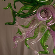 Green and pink color blown glass chandelier custom design chihuly style lighting