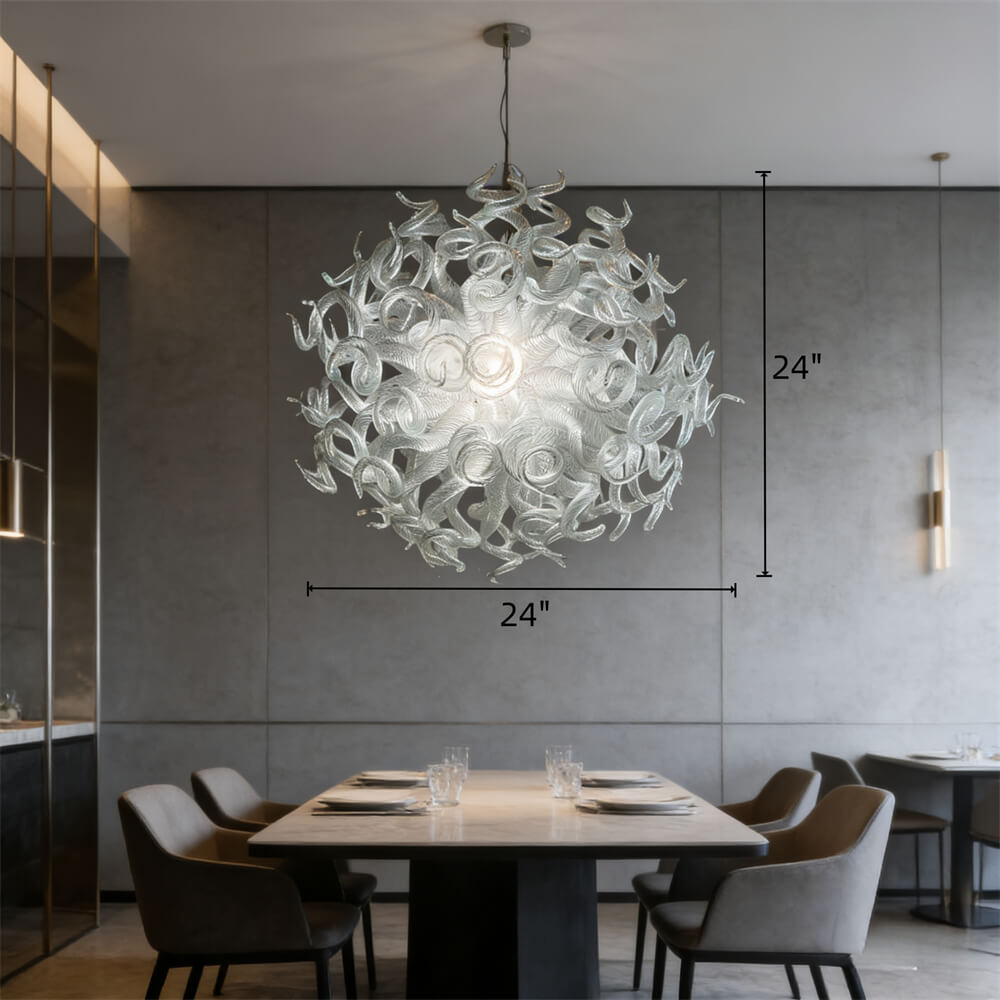 Modern design handmade clear blown glass chandelier dining room decoration