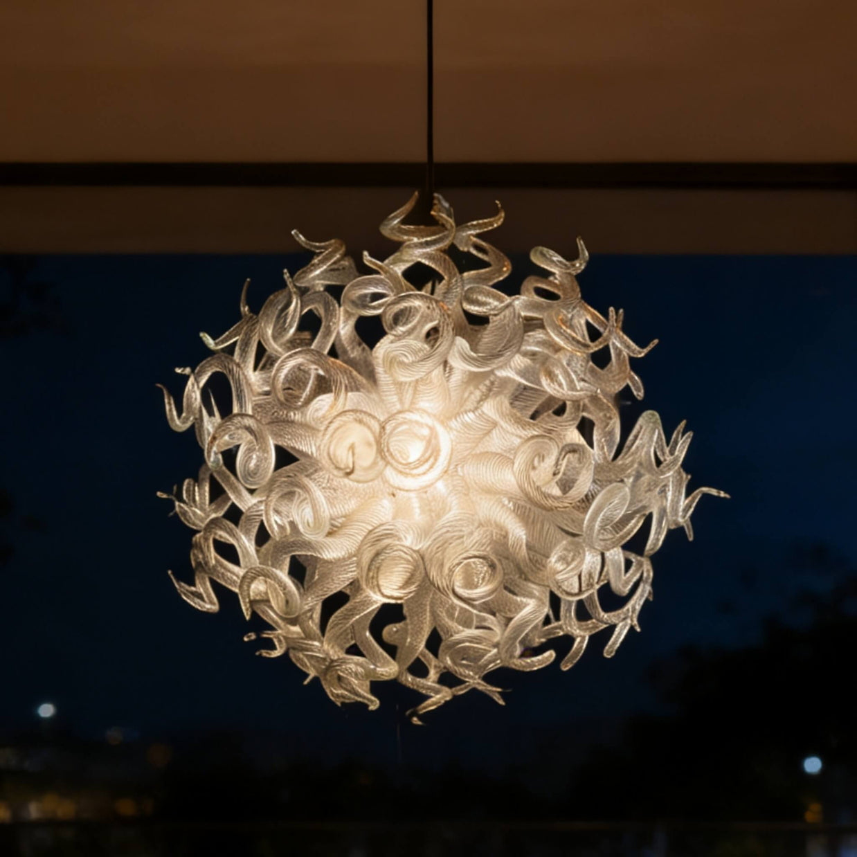Modern design handmade clear blown glass chandelier dining room decoration