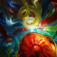 Colorful custom hand blown glass chandelier mixed flowers wedding decoration