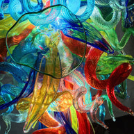 Colorful custom hand blown glass chandelier mixed flowers wedding decoration