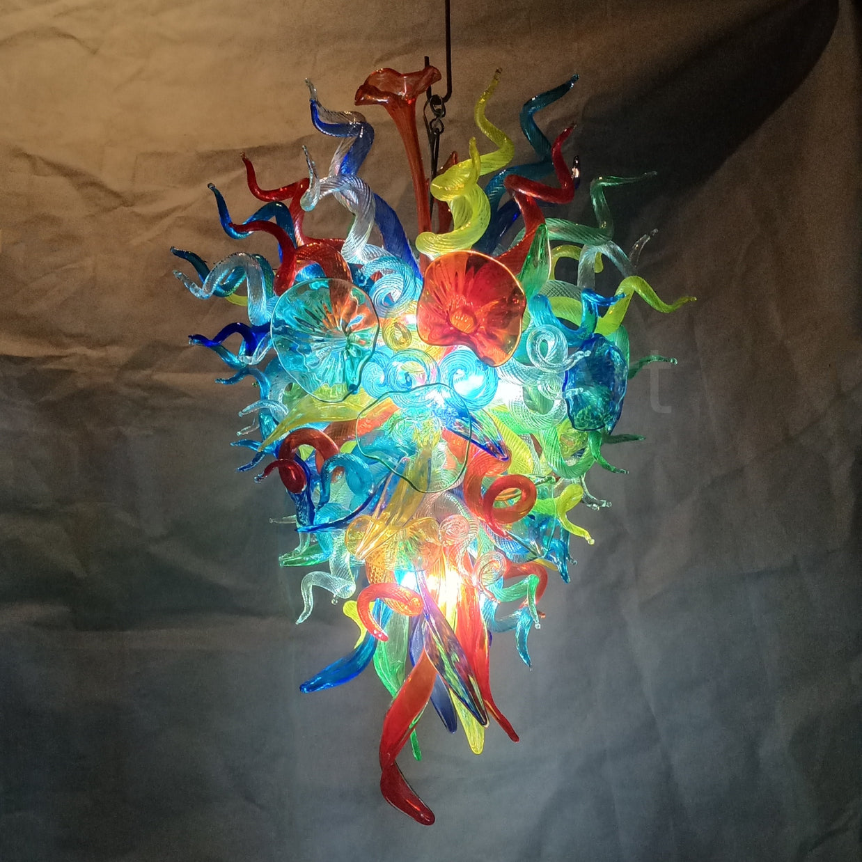 Colorful custom hand blown glass chandelier mixed flowers wedding decoration