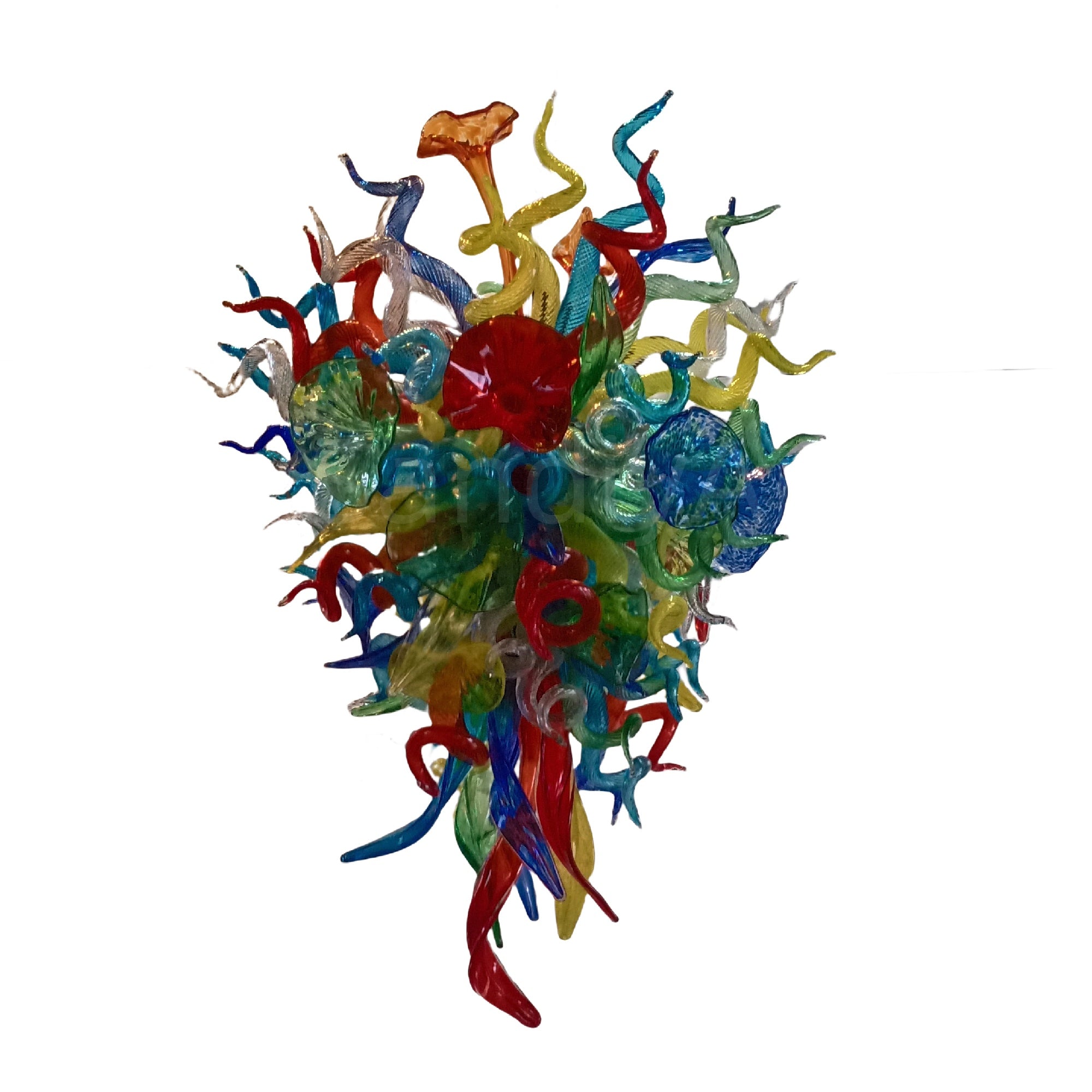 Colorful custom hand blown glass chandelier mixed flowers wedding decoration
