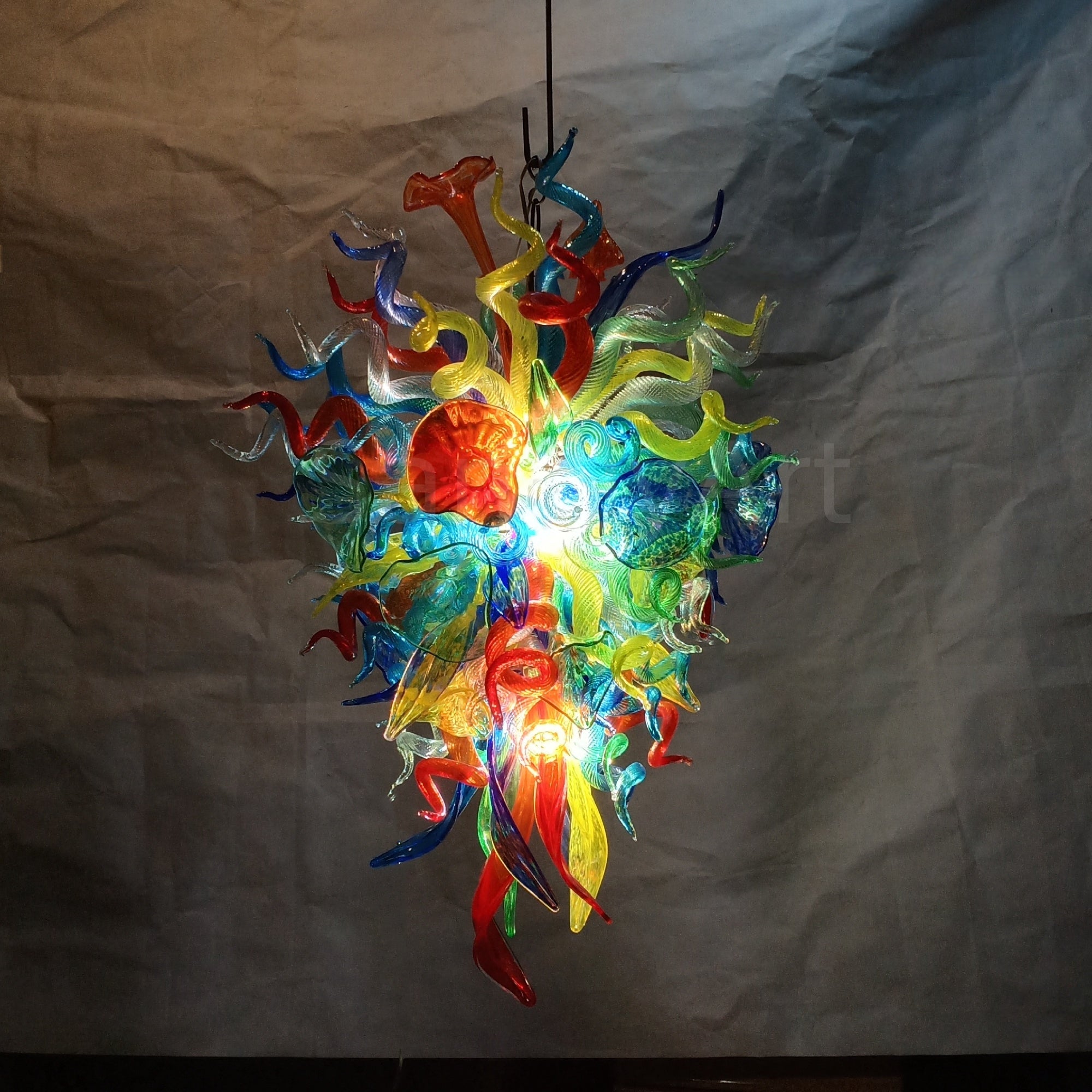 Colorful custom hand blown glass chandelier mixed flowers wedding decoration