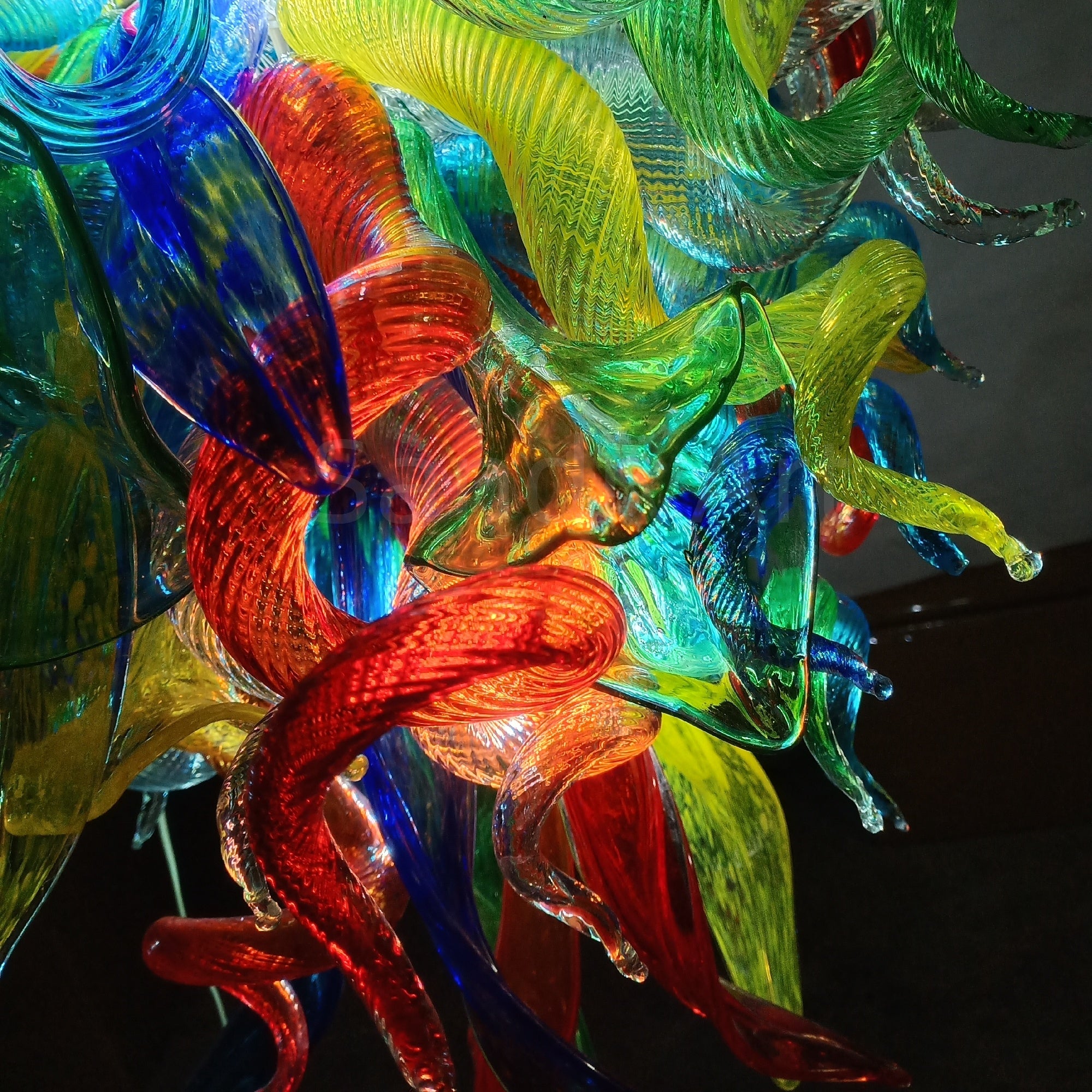 Colorful custom hand blown glass chandelier mixed flowers wedding decoration