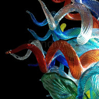 Colorful custom hand blown glass chandelier mixed flowers wedding decoration