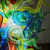 Colorful custom hand blown glass chandelier mixed flowers wedding decoration