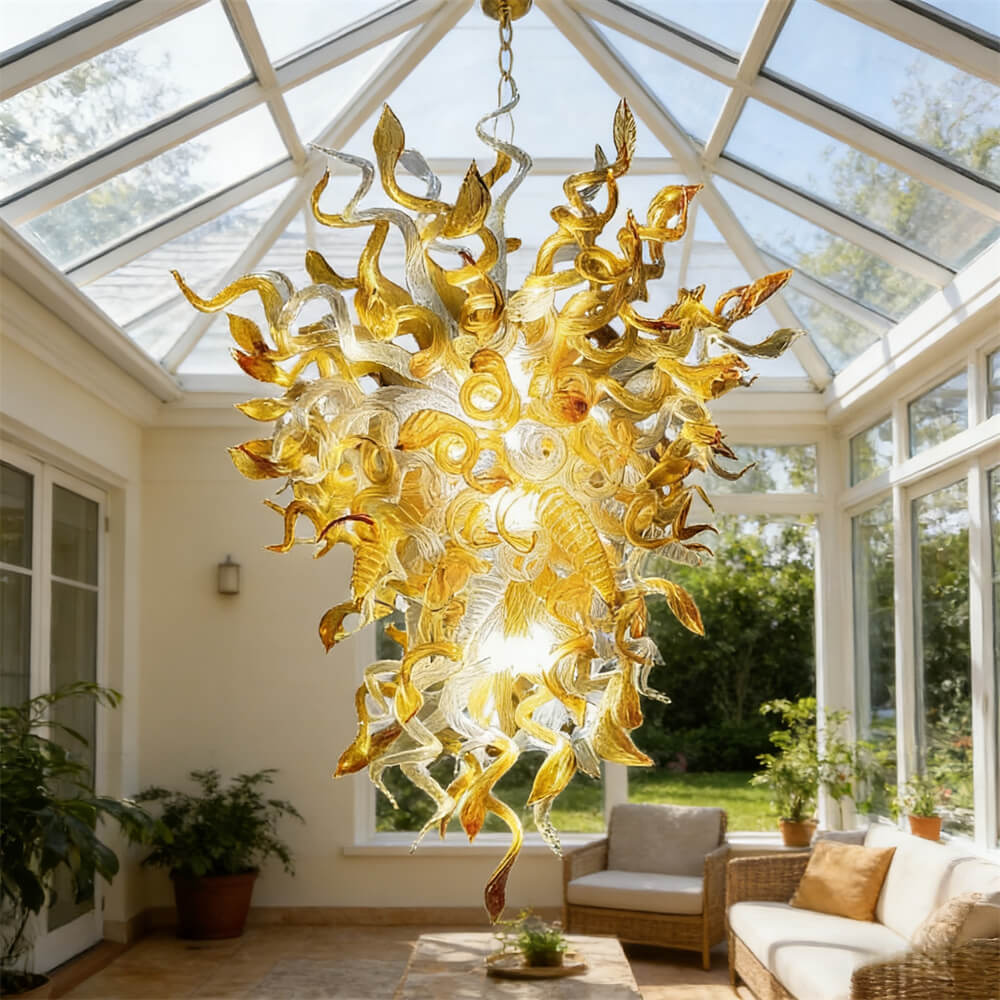 Luxury gold mouth blown glass chandelier original color never fading