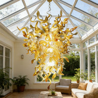 Luxury gold mouth blown glass chandelier original color never fading