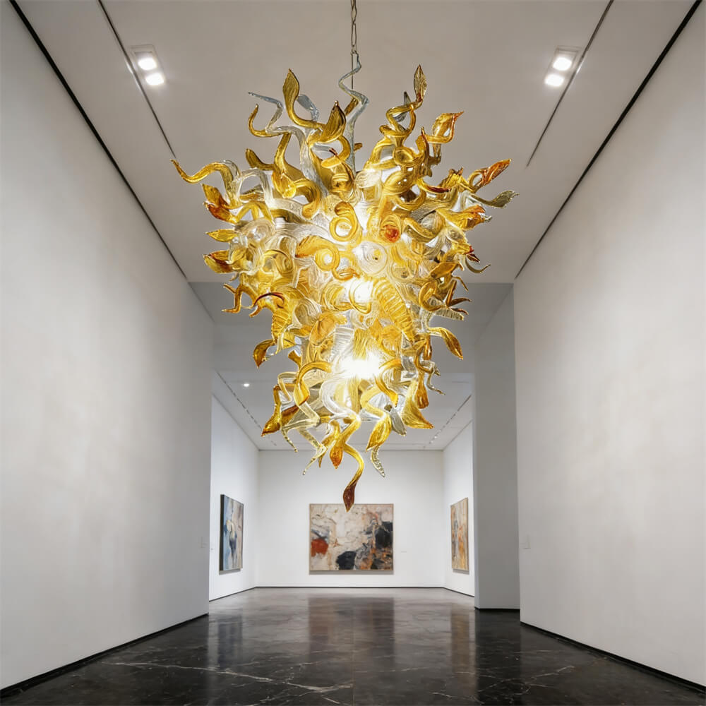 Luxury gold mouth blown glass chandelier original color never fading