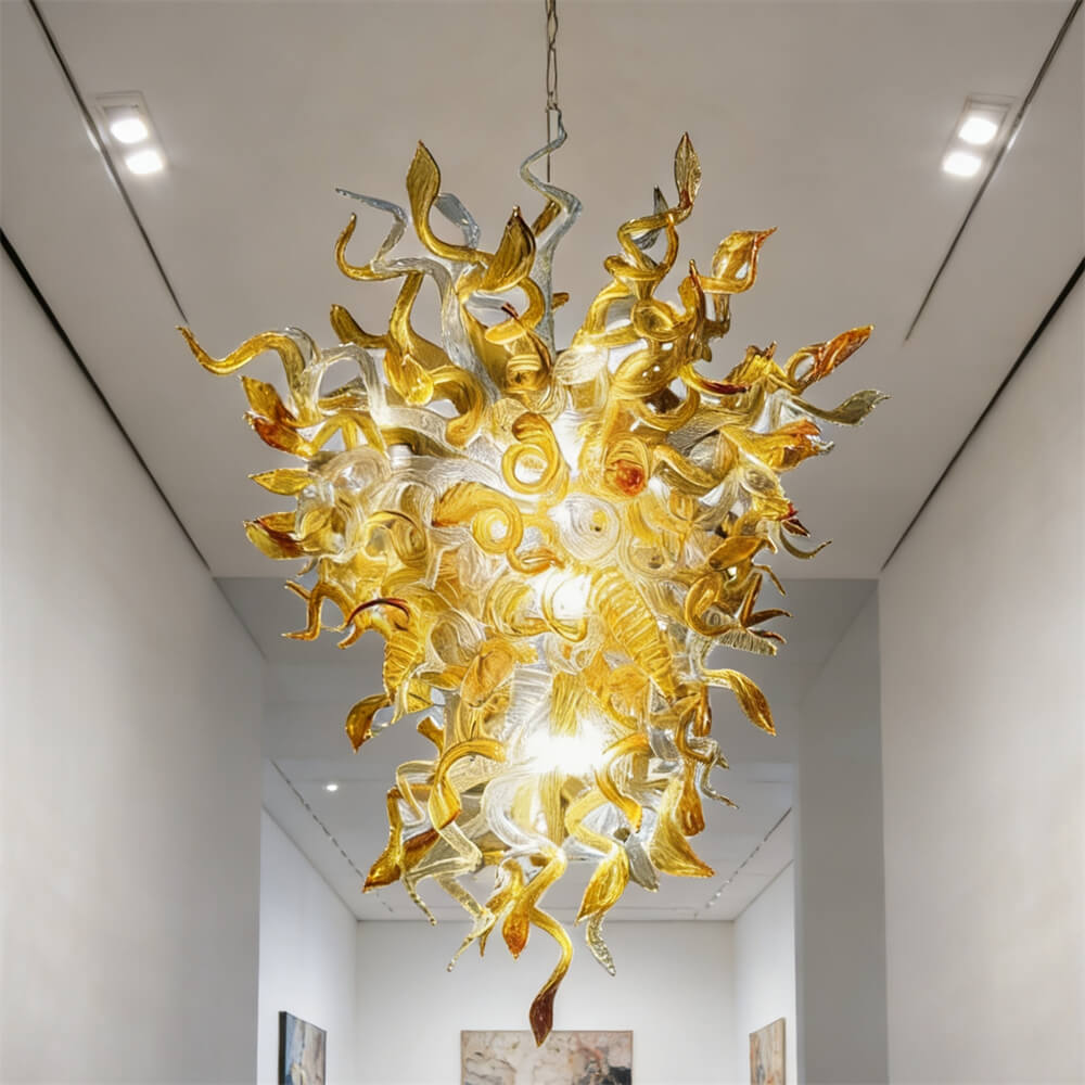 Luxury gold mouth blown glass chandelier original color never fading