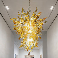 Luxury gold mouth blown glass chandelier original color never fading