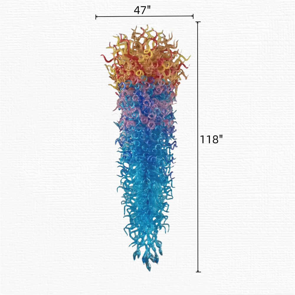 Large blown glass chandelier project chihuly style hotel villa decoration