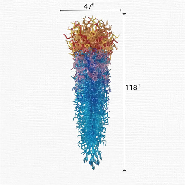 Large blown glass chandelier project chihuly style hotel villa decoration