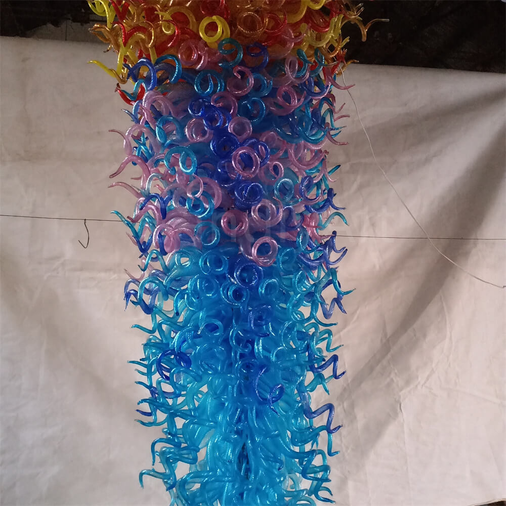 Large blown glass chandelier project chihuly style hotel villa decoration