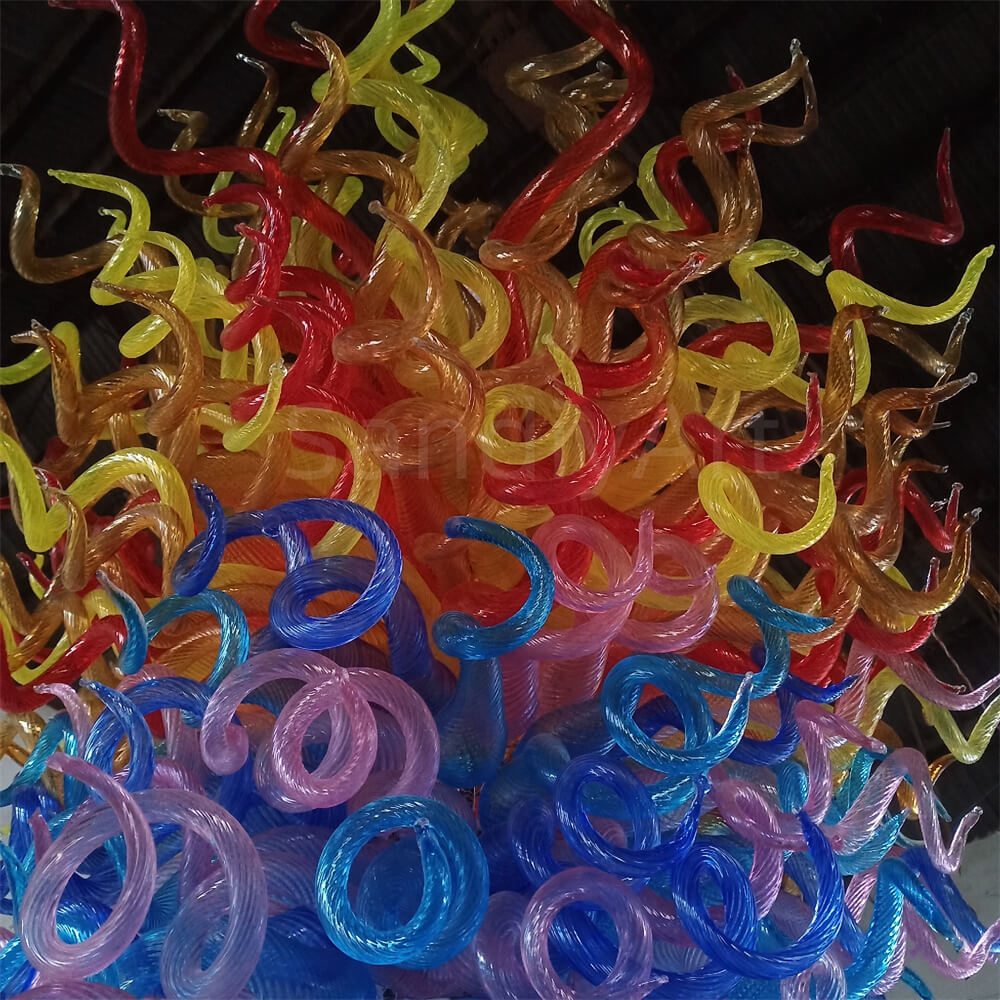 Large blown glass chandelier project chihuly style hotel villa decoration