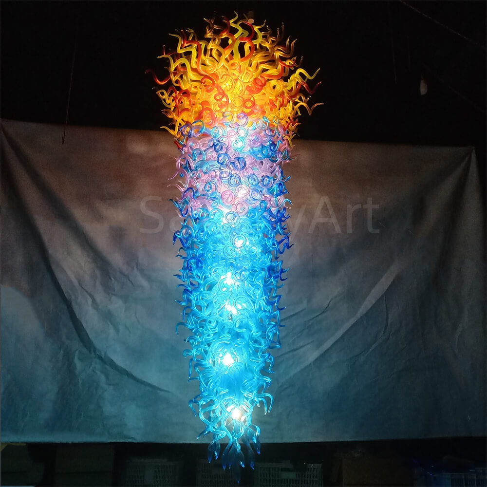 Large blown glass chandelier project chihuly style hotel villa decoration