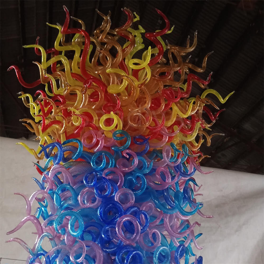 Large blown glass chandelier project chihuly style hotel villa decoration