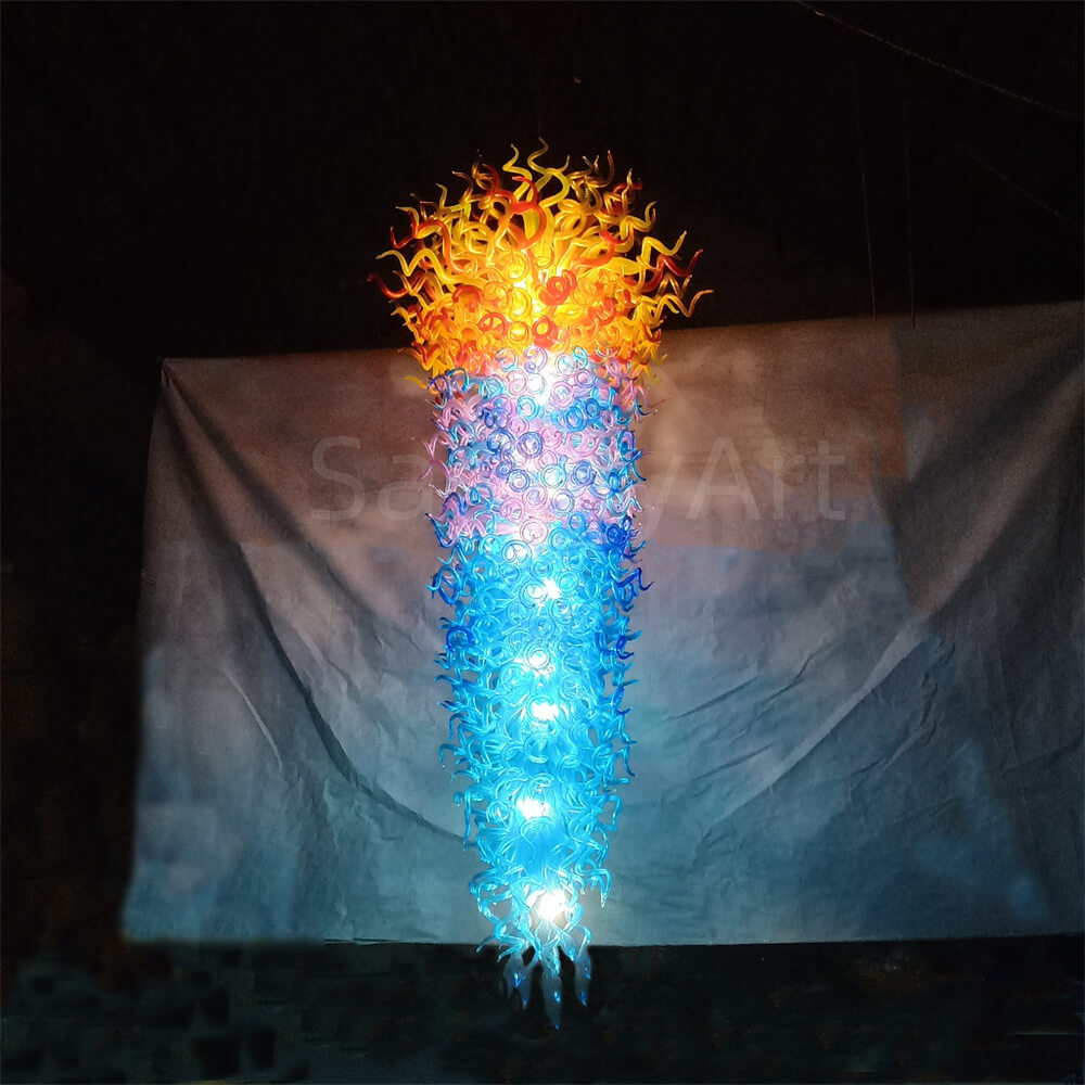 Large blown glass chandelier project chihuly style hotel villa decoration