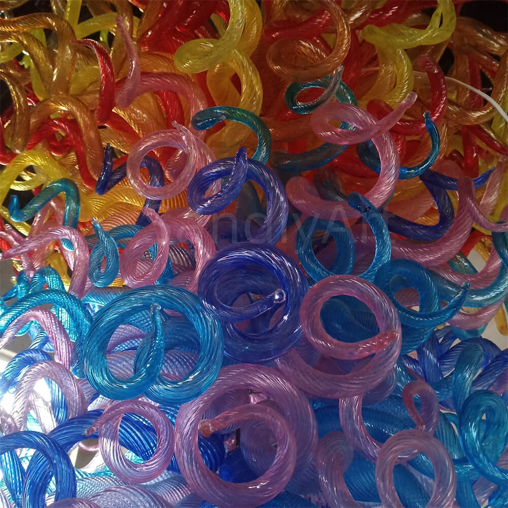 Large blown glass chandelier project chihuly style hotel villa decoration