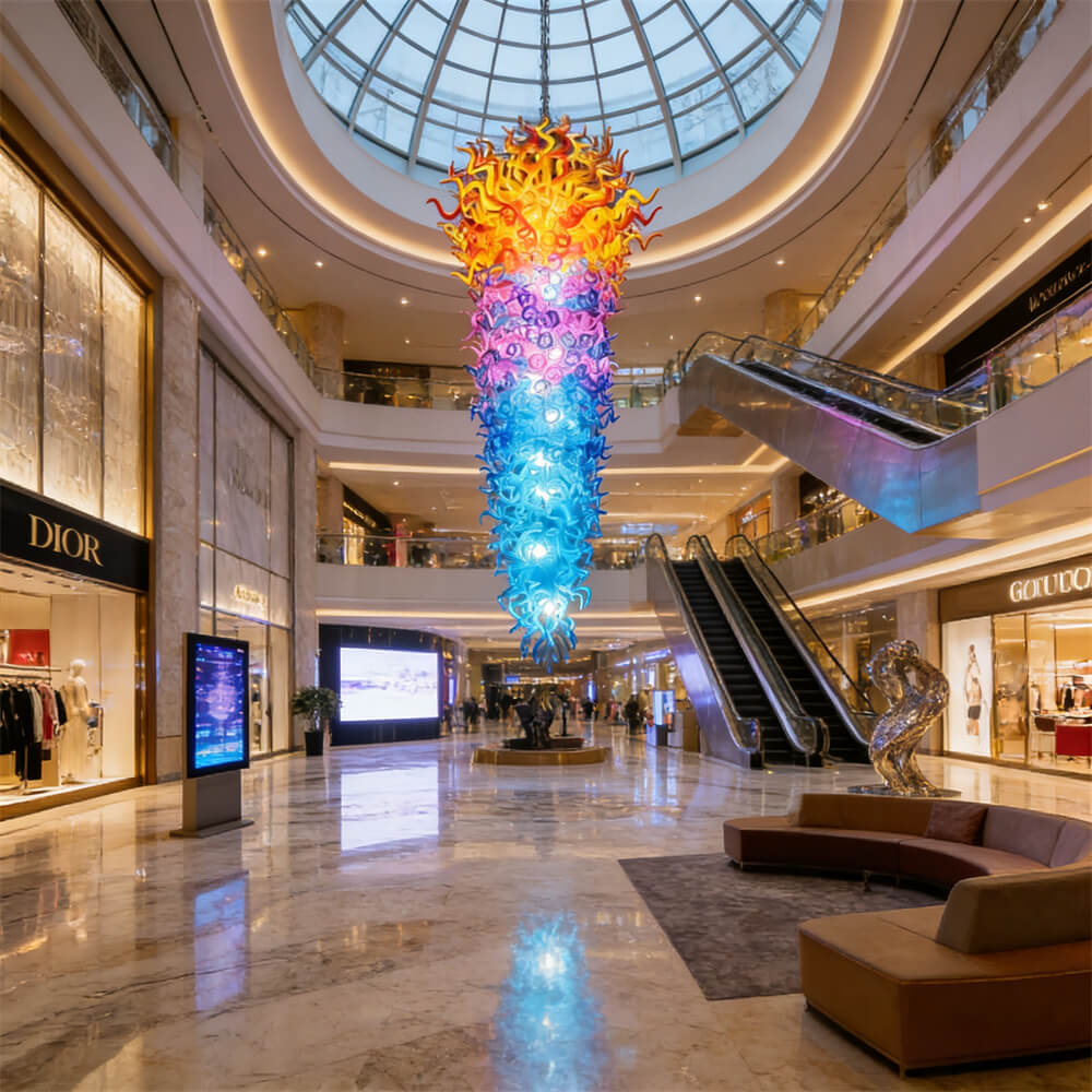 Large blown glass chandelier project chihuly style hotel villa decoration